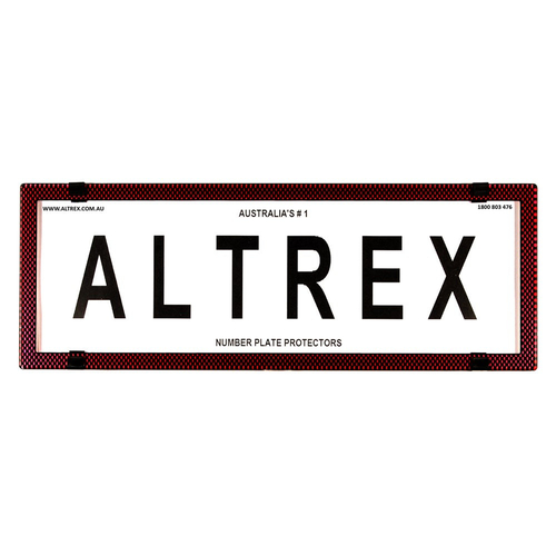Altrex Number Plate Protector Covers - Standard Size Red Carbon Fibre Without Line 6SER *check plate size*