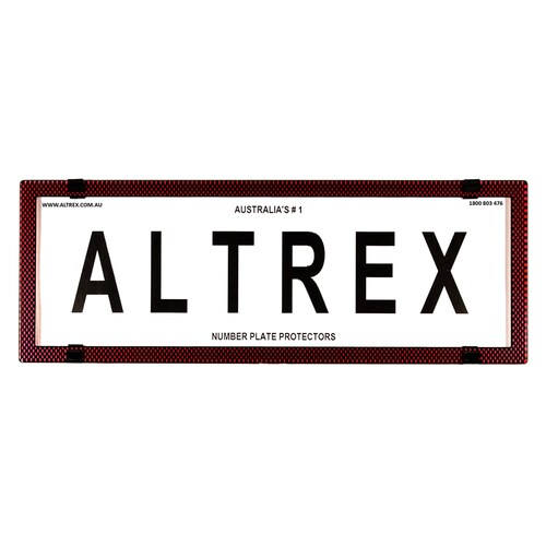 Altrex Number Plate Protector Covers - Standard Size Red Carbon Fibre Without Lines 372x134mm 6SER