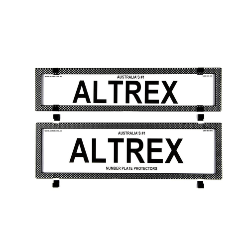 Altrex Number Plate Protector Covers - Premium/Slimline Silver Carbon Fibre Without Lines 6SESP *check plate size*