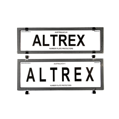 Altrex Number Plate Protector Covers - Slimline Combination Silver Carbon Fibre Without Line 6SESQ *check plate size*