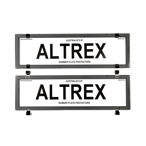 Altrex Number Plate Protector Covers - Dual Slimline Silver Carbon Fibre Without Lines 6SESV *check plate size*
