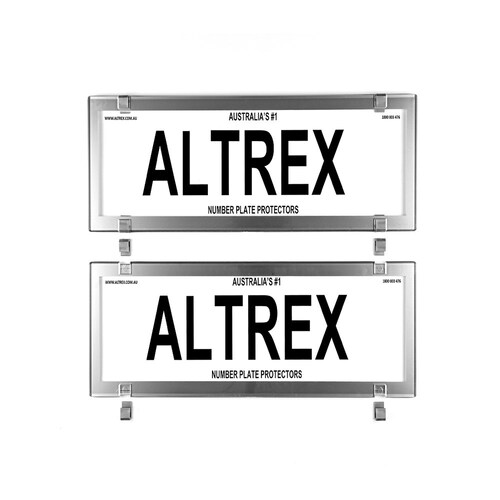 Altrex Number Plate Protector Covers - Dual Slimline Chrome Style Without Lines 6VCC *check plate size*