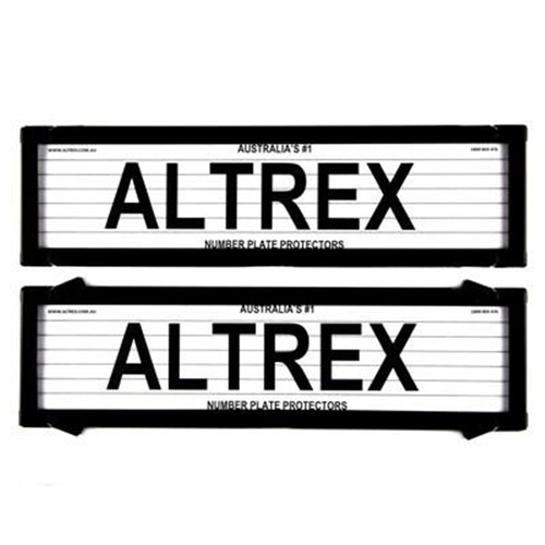 Altrex Number Plate Protector Covers - Dual Slimline Black With Lines 6VSL *check plate size*