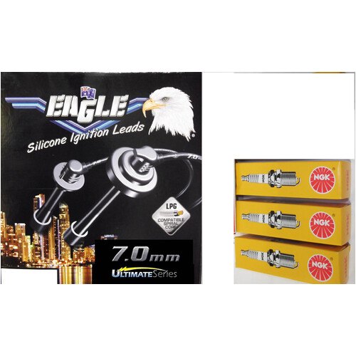 Eagle 7mm Ignition Leads & 3 Ngk Standard Spark Plugs 73859-0-LKR8A