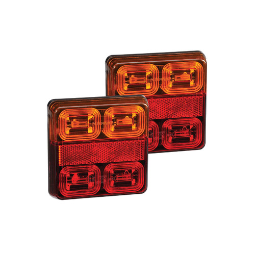 Narva 2pk 12v Model 35 L.e.d Slimline Rear Stop/tail Direction Indicator Lamps (square Lamps) 100 x 100mm 93530BL2