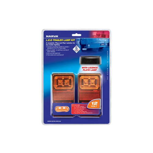 Narva 93560BL2 12V Model 35 LED Plug and Play Rectangular Trailer Lamp Kit Licence Plate Lamp