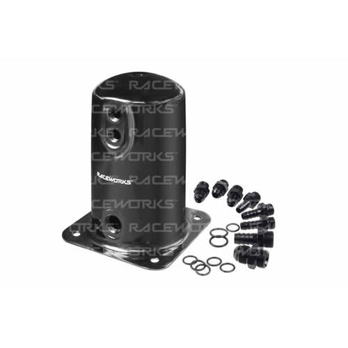 Raceworks 1.5l Surge Tank An-8 Single Outlet Black ALY-068BK