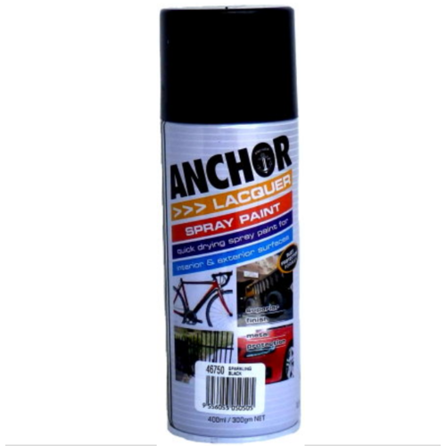 Anchor Lacquer Spray Paint Sparkling Black 300g Aerosol 46750 46750