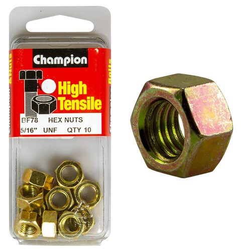 Champion Fasteners Pack of 5 5/16" Unf High Tensile Grade 5 Zinc Plated Plain Hex Nuts 5PK BF78