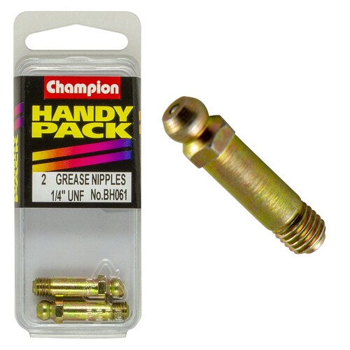 Champion Fasteners Pack Of 2 1/4" X 1-1/4" Unf Straight Grease Nipples BH061
