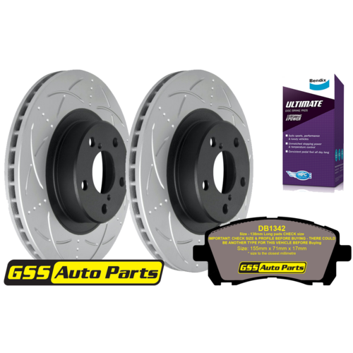 Bendix Front Bendix Ultimate Slotted Brake Rotors & Brake Pads BR648-DB1342ULT