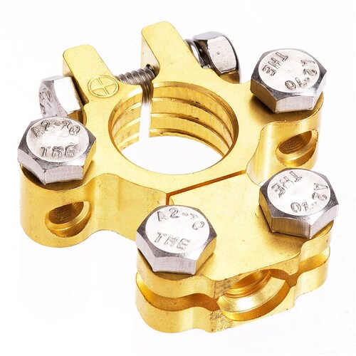 Projecta Forged Brass Saddle Terminal Clamp With Dual Auxiliary Connections, Positive BT620-P1