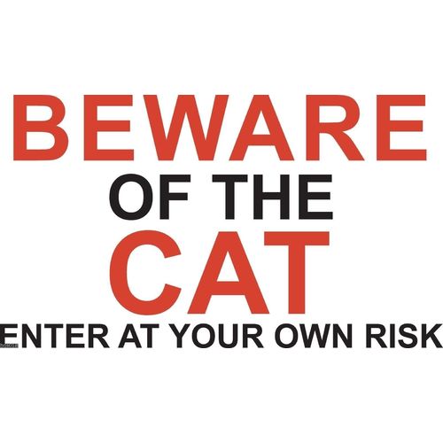 Metal Sign -" BEWARE OF THE CAT" 120mmx200mm