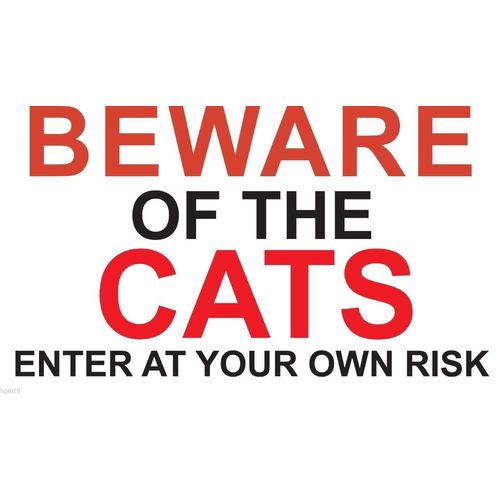 Metal Sign -" BEWARE OF THE CATS" 120mmx200mm