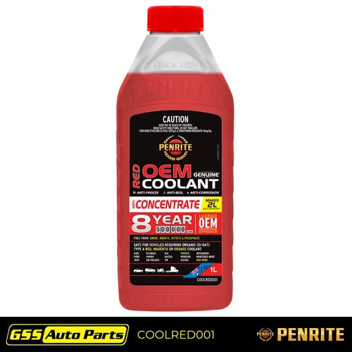 Penrite Red OEM Concentrate Coolant 8 Year 500K 1L COOLRED001