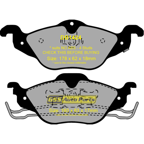 Budget Front Brake Disc Pads DB1424 DB1424