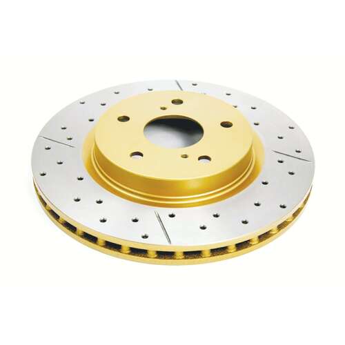 DBA Street Series Gold Cross Drilled & Slotted Brake Rotor (1) DBA2508X
