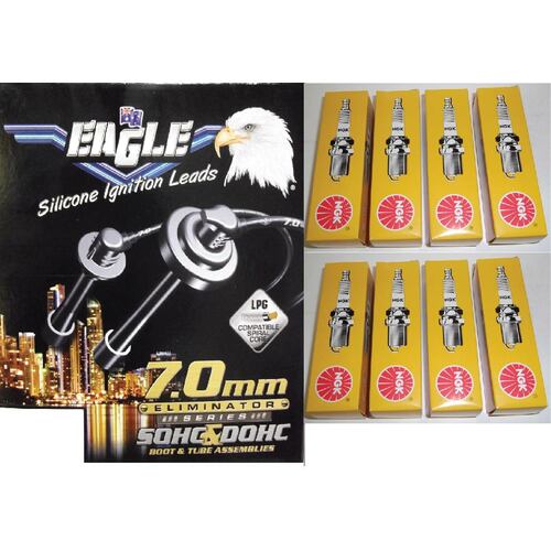 Eagle Black 7mm Eliminator Ignition Leads Set & NGK Spark Plugs E78914 LZTR4A-11 (Spark Plug Leads)