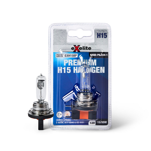 Exelite Premium H15 Halogen Globe 12V 15/55W (1PC) EXH15BP