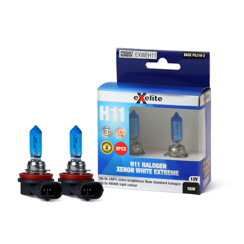 Exelite Halogen H11 Xenon White Extreme Globes (2PK) EXWEH11