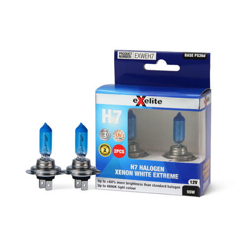 Exelite Halogen H7 Xenon White Extreme Globes (2PK) PX26d EXWEH7