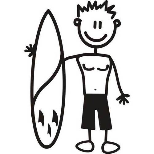 Genuine My Family Sticker - Father with Surfboard