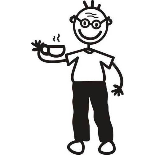 Genuine My Family Sticker - Grandfather with Cup of Tea