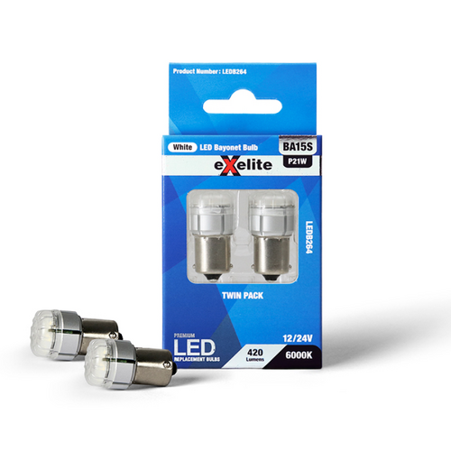 Exelite Led Globe 6000K (2Pc) Bayonet Ba15S Single Contact LEDB264