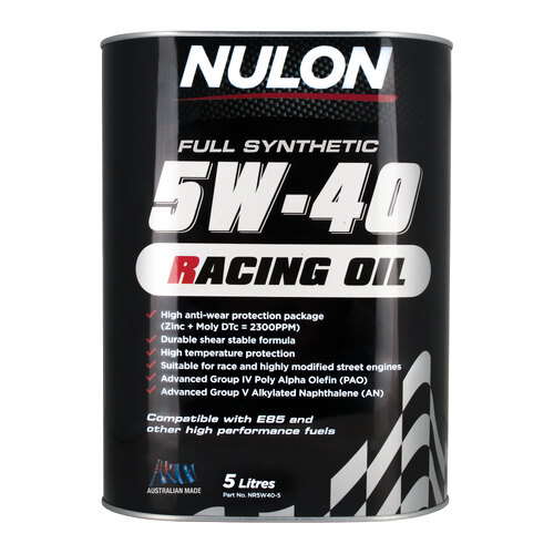 Nulon Full Synthetic Racing Engine Oil 5 Litre Can 5w40 NR5W40-5