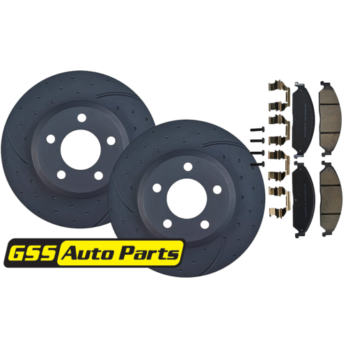 RDA Front Dimpled Slotted Brake Disc Rotors & Brake Pads RDA504D-RDB1473