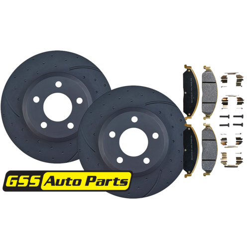 RDA Front Dimpled Slotted Brake Disc Rotors & Heavy Duty Brake Pads RDA504D-RDX1473