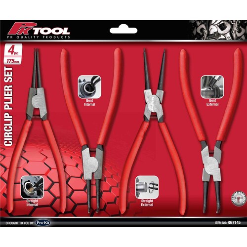 PK Tool Straight & 90-¦ Nose Circlip Plier Set 4 Piece - 175Mm 7ÔÇØ RG7145
