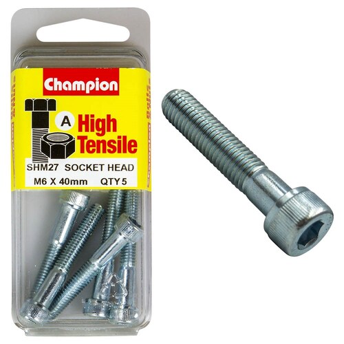 Champion Fasteners Pack Of 5 M6 X 40Mm High Tensile Grade 8.8 Zinc Plated Socket Head Cap Screws 5PK SHM27