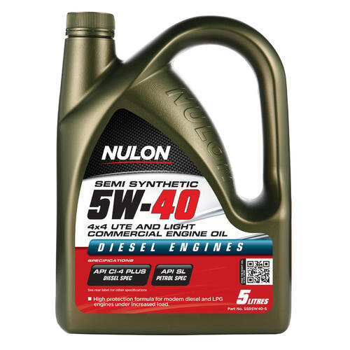 Nulon  Semi-synthetic Diesel Engine Oil  5L 5w40 SSD5W40-5 