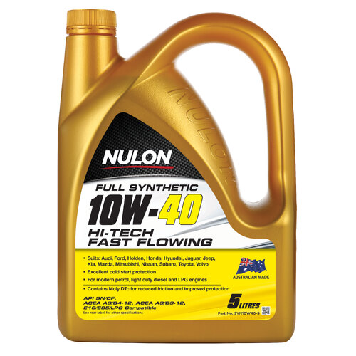 Nulon Full Synthetic Hi-tech Fast Flow Performance Engine Oil 5l 10w40 SYN10W40-5