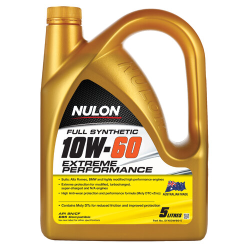 Nulon  Full Synthetic Extreme Engine Oil  5L 10w60 SYN10W60-5 