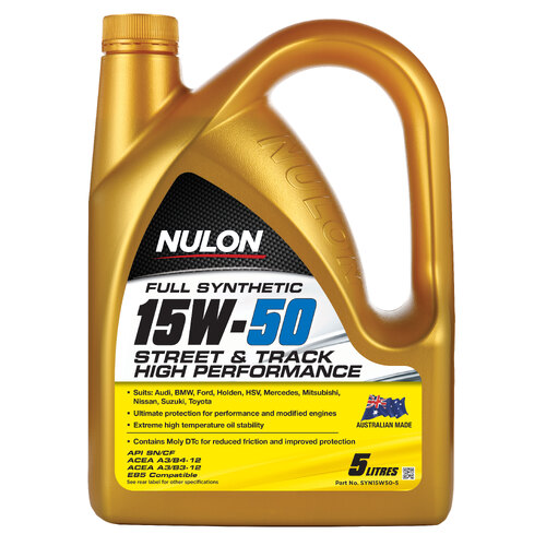 Nulon  Street & Track High Performance Engine Oil  5L 15w50 SYN15W50-5 