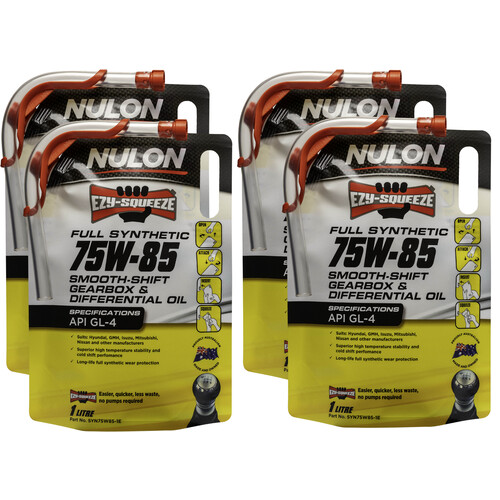 Nulon Ezy-squeeze Smooth Shift Synthetic Manual Gearbox Oil Pack Of 4 X 1 Litre 75w85 SYN75W85-1E-4PK