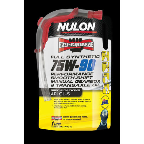 Nulon Ezy-squeeze Performance Smooth Shift Synthetic Manual Gearbox Oil 1l 75w90 SYN75W90-1E