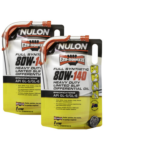 Nulon Ezy-squeeze Heavy Duty Limited Slip Diff Oil (lsd) Pack Of 2 X 1 Litre 80w140 SYN80W140-1E-2PK
