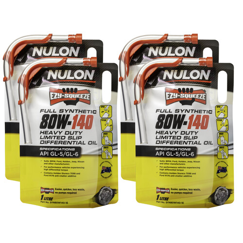 Nulon Ezy-squeeze Heavy Duty Limited Slip Diff Oil (lsd) Pack Of 4 X 1 Litre 80w140 SYN80W140-1E-4PK
