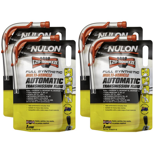 Nulon Ezy-squeeze Full Synthetic Multi-vehicle Automatic Transmission Fluid Pack Of 4 X 1 Litre SYNATF-1E-4PK