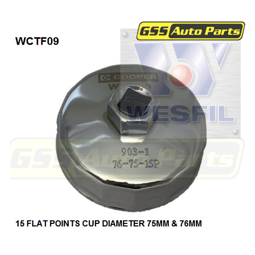 Wesfil Cooper Cup Style Oil Filter Remover - 75-76mm - 15f Wctf09