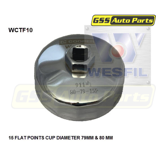 Wesfil Cooper Cup Style Oil Filter Remover - 79-80mm - 15f Wctf10