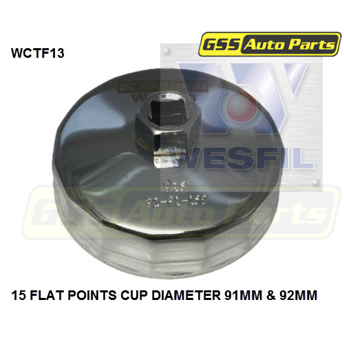 Wesfil Cooper Cup Style Oil Filter Remover - 91-92mm - 15f Wctf13