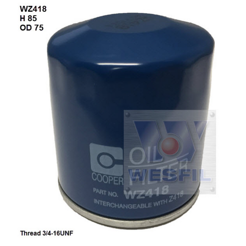 Wesfil Cooper Oil Filter Z418 WZ418