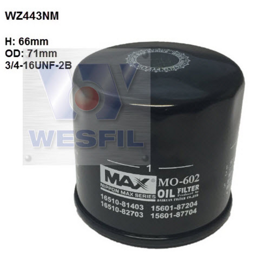 Nippon Max Oil Filter Z443 WZ443NM