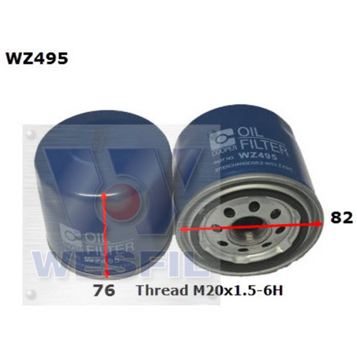Wesfil Cooper Oil Filter Z495 WZ495