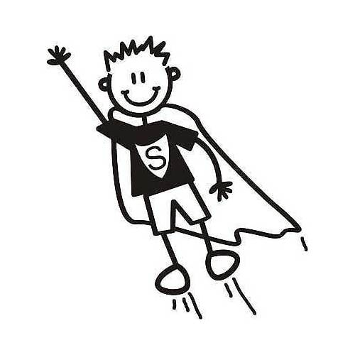 Genuine My Family Sticker - Young Boy Being Superhero