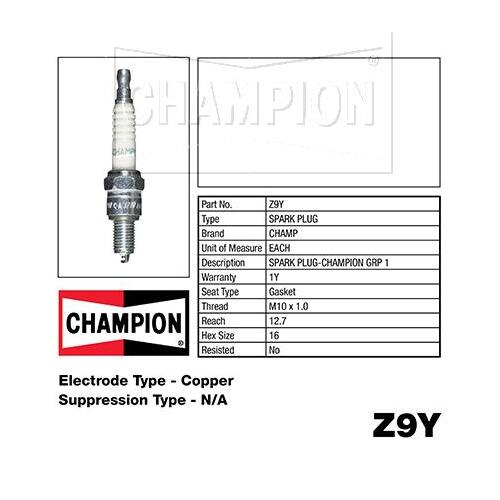 Champion Marine/motorcycle Spark Plug (1) Z9Y 